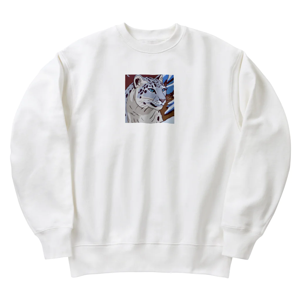 アニマルデザインの息を潜めるユキヒョウ Heavyweight Crew Neck Sweatshirt