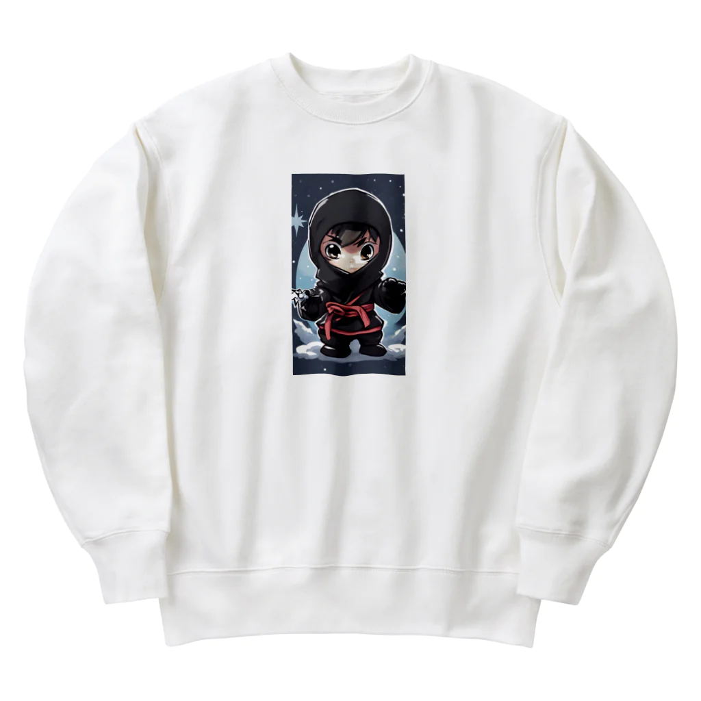 ニンニン忍者パンのとっても小さな忍者さんのキュートなイラスト入り Heavyweight Crew Neck Sweatshirt