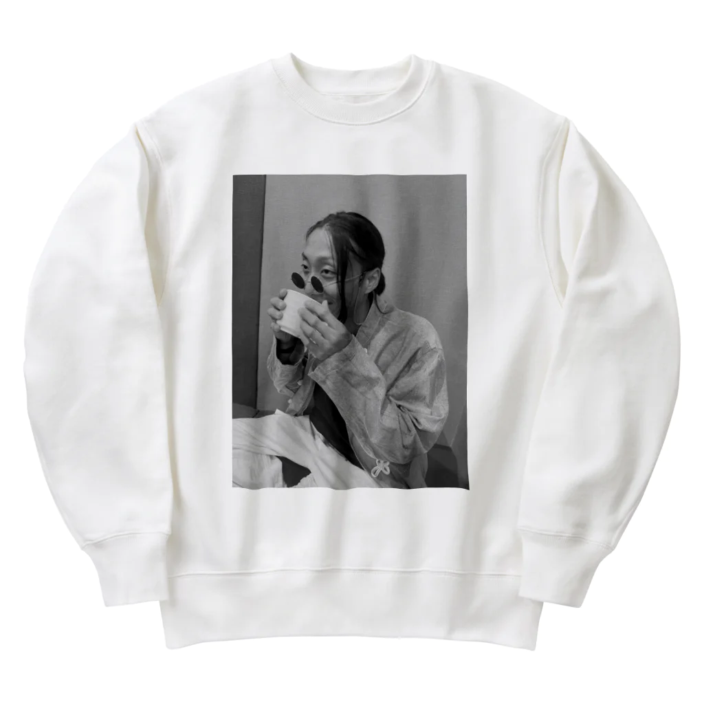 Haworthiaの茶をすする俺白黒 Heavyweight Crew Neck Sweatshirt