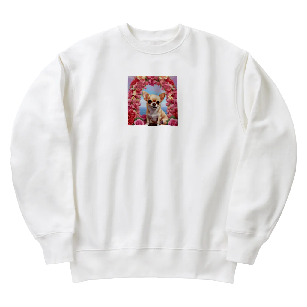 チワワ愛好家ショップの王室の秘密とチワワと薔薇 Heavyweight Crew Neck Sweatshirt