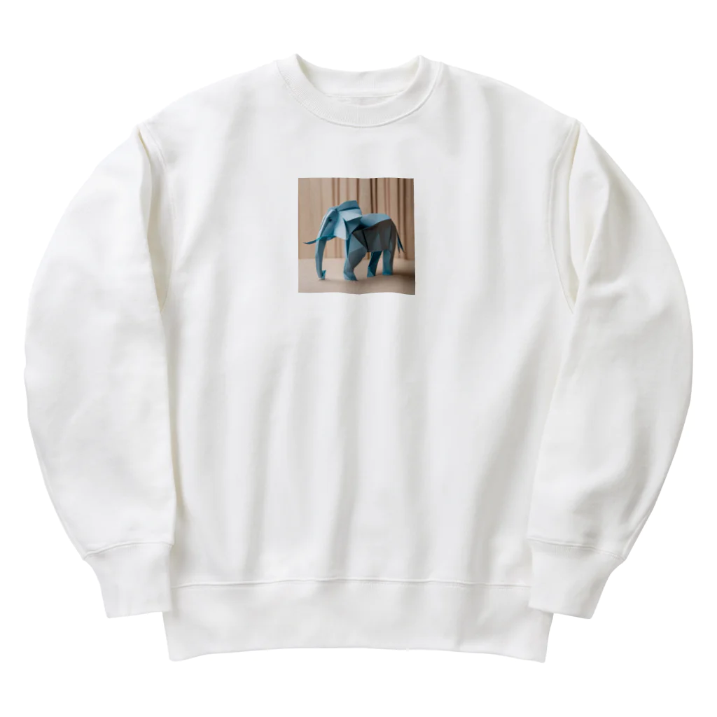 Hamatsukiの象（折り紙風アート） Heavyweight Crew Neck Sweatshirt