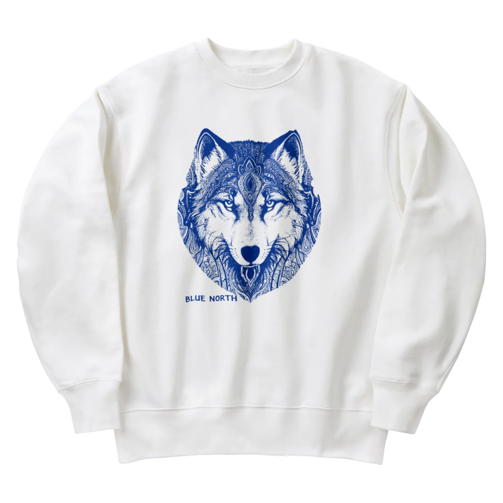 aokitaのリアルウルフデザイン［ブルー］ Heavyweight Crew Neck Sweatshirt