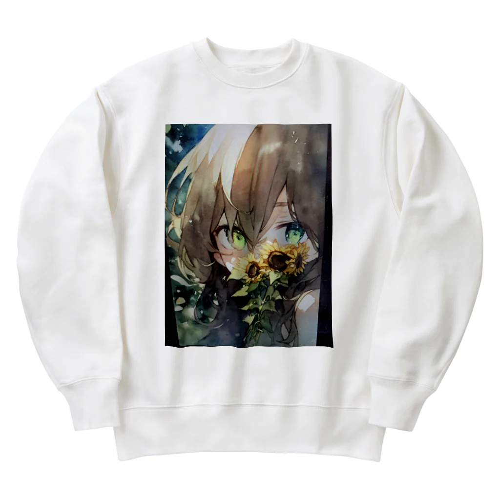 mamichin1122のひまわりで隠す娘 Heavyweight Crew Neck Sweatshirt