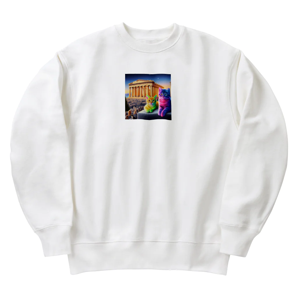 ニャーちゃんショップのパルテノン神殿のキャッツ Heavyweight Crew Neck Sweatshirt