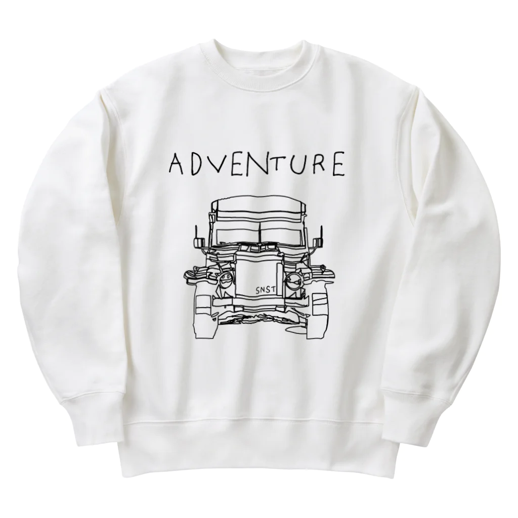 SNSTのオフロードカー（4WD)黒プリント Heavyweight Crew Neck Sweatshirt