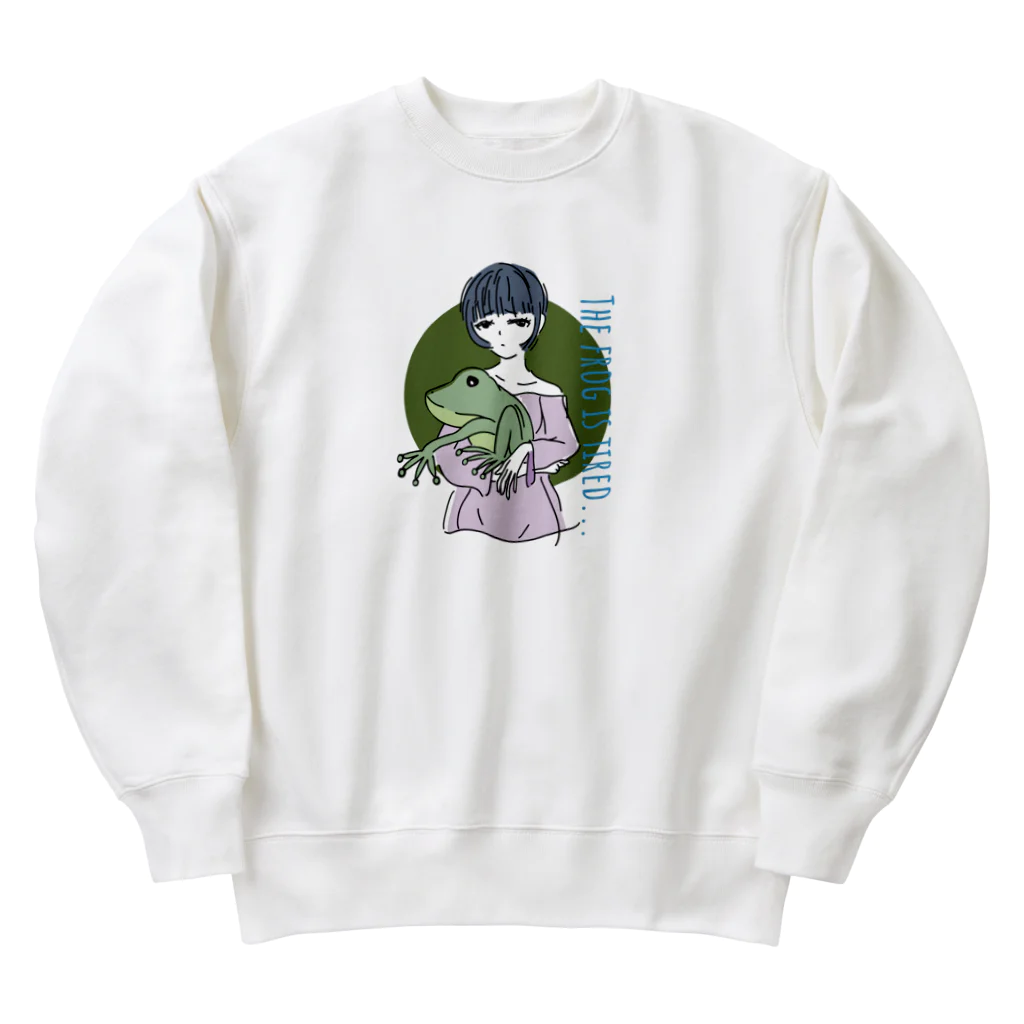 chicodeza by suzuriのカエル好きな女の子 Heavyweight Crew Neck Sweatshirt