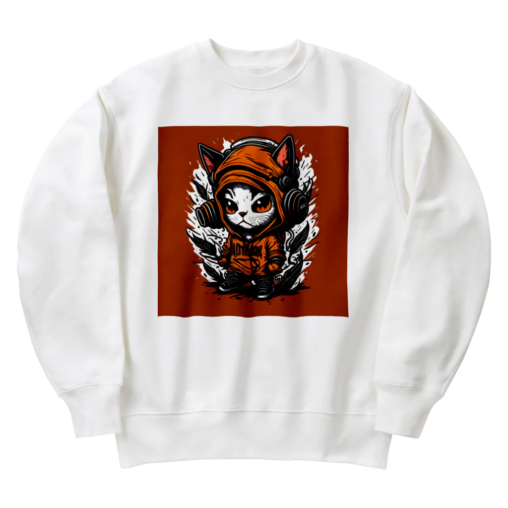 めんぼうさんやのちびネコ Heavyweight Crew Neck Sweatshirt