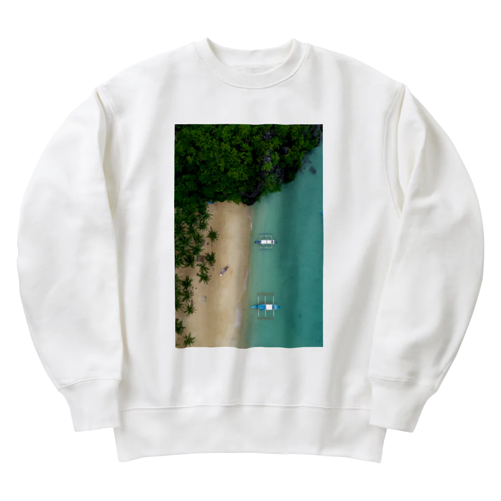 hir00の上空からのビーチ写真 Heavyweight Crew Neck Sweatshirt