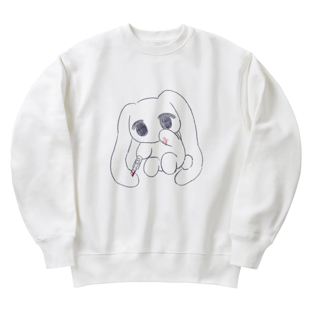 あくむ病院のしんどみうさぎちゃん Heavyweight Crew Neck Sweatshirt