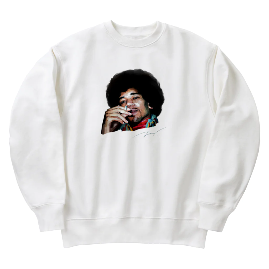 strat.Jay's shopのジミヘン ジミヘンドリックス Jimi Hendrix イラスト 絵 ロック ギター ギターリスト ブルース ヘビーウェイトスウェット