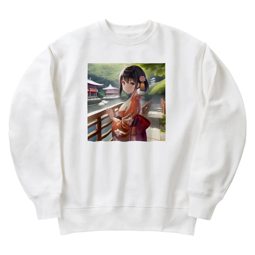 Moichi Designs Shop-2023の古都の風に舞う少女 Heavyweight Crew Neck Sweatshirt