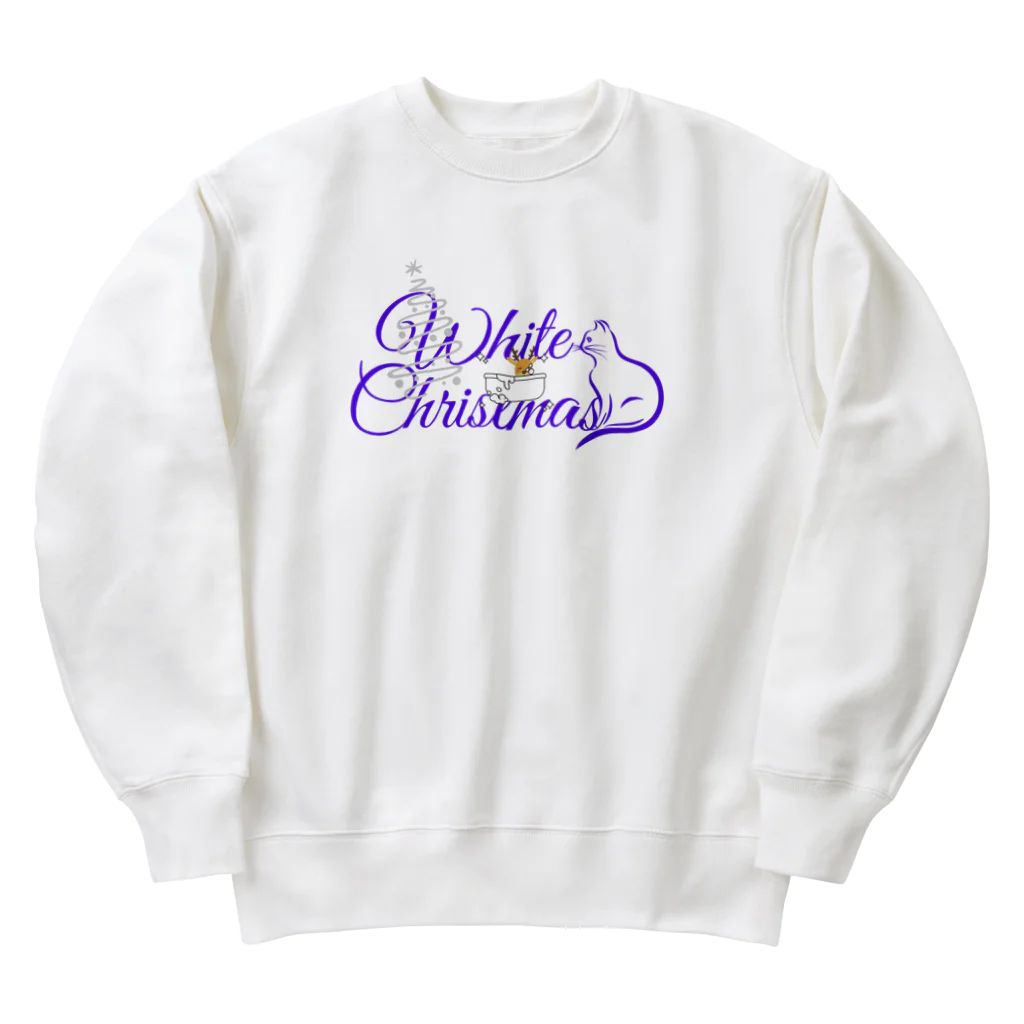 猫とカフェのトナカイの休息 Heavyweight Crew Neck Sweatshirt