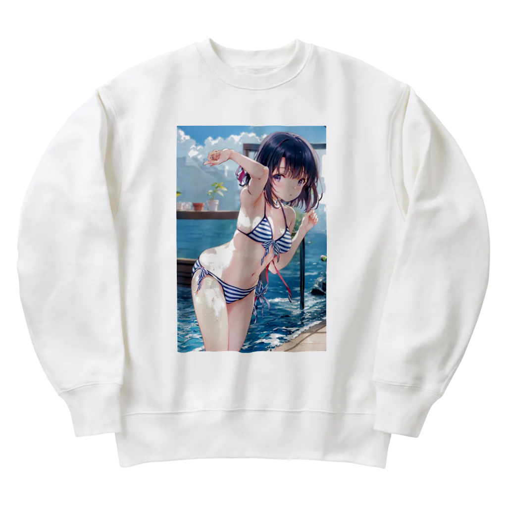 仮想の妖精たち: AI美少女の魅力のデジタル夢幻アートシリーズ Heavyweight Crew Neck Sweatshirt