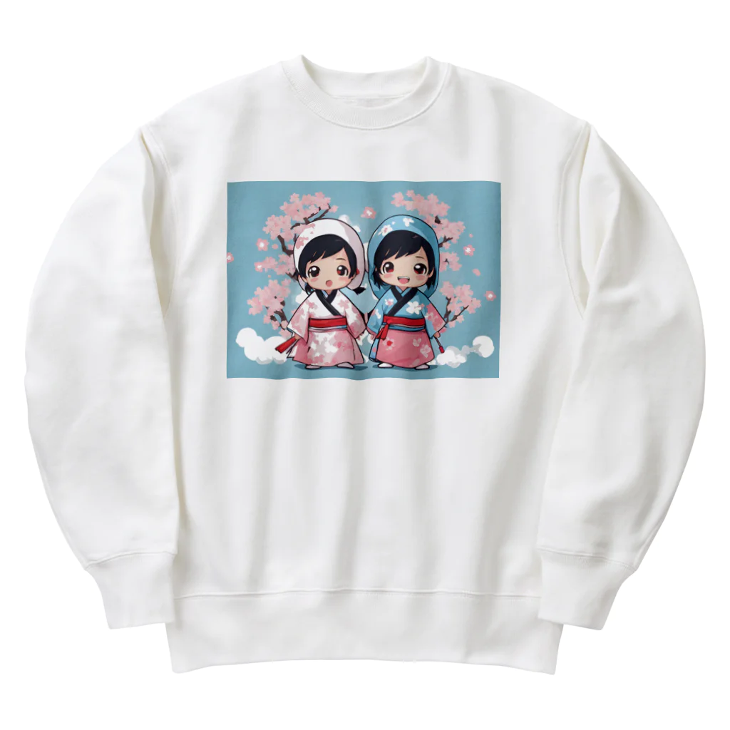 ニンニン忍者パンの愛くるしい表情のキュートな子供忍者イラスト入り！ Heavyweight Crew Neck Sweatshirt