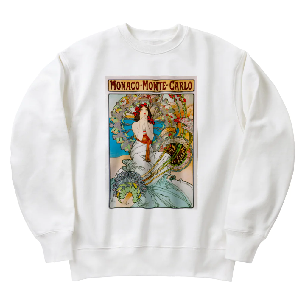 かえる商店のモナコ＝モンテカルロ by Alfons Mucha Heavyweight Crew Neck Sweatshirt