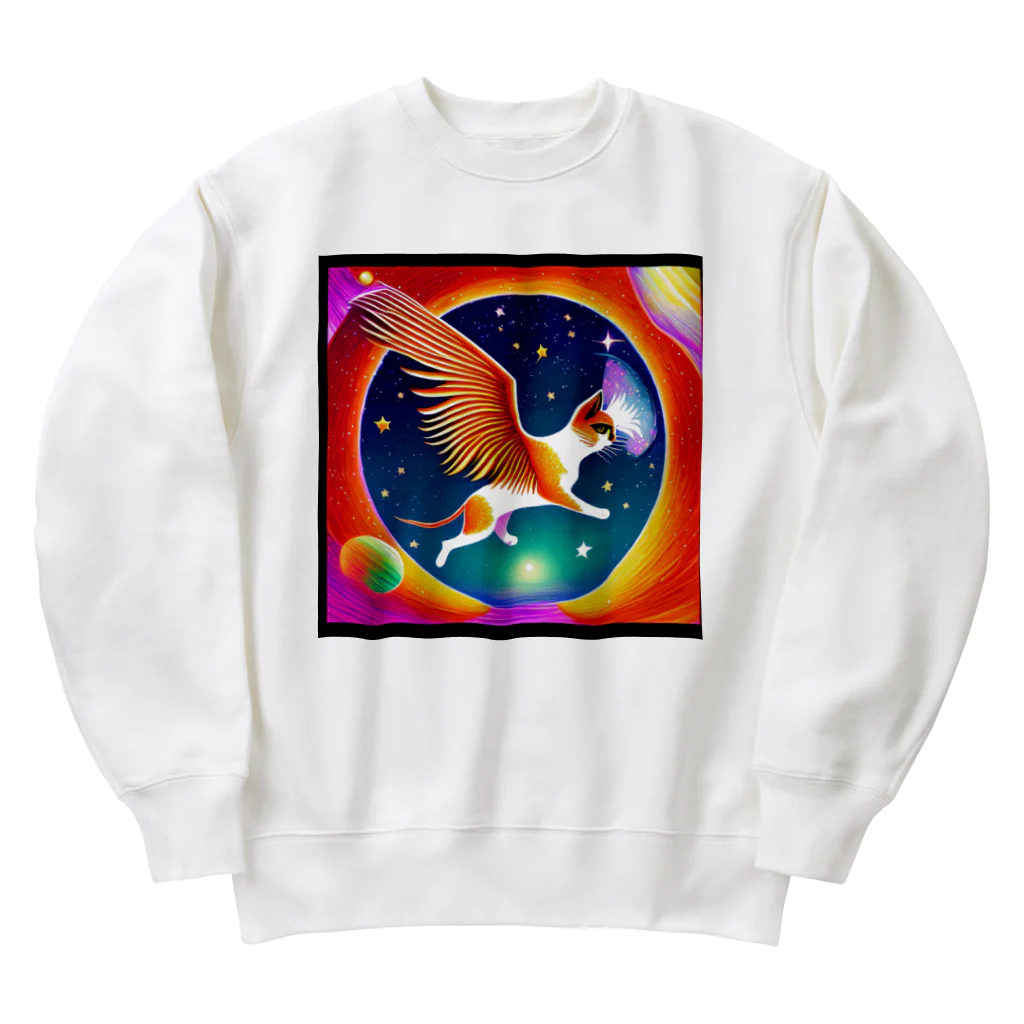 那須モバイル店の飛びたい猫 Heavyweight Crew Neck Sweatshirt