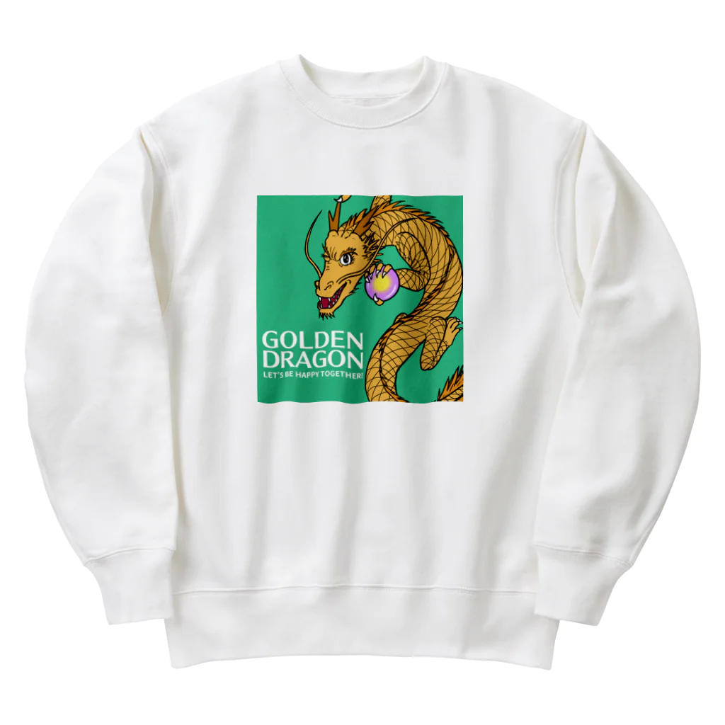 kazu_gの幸せの金龍さん（緑） Heavyweight Crew Neck Sweatshirt