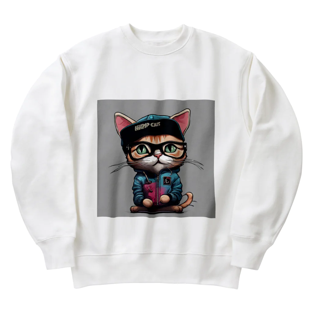 非常口社長のヒップホップ猫 Heavyweight Crew Neck Sweatshirt