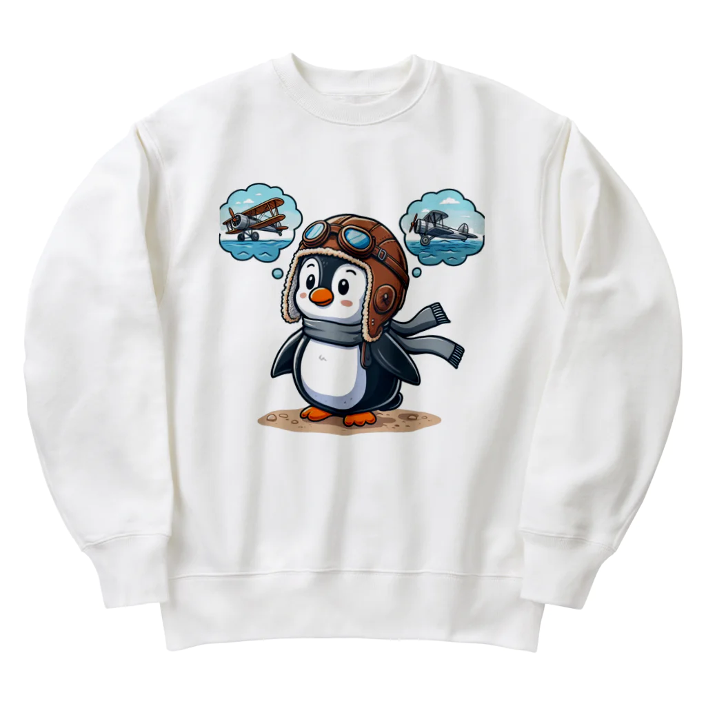 JUN-yの空を飛びたいペンギン Heavyweight Crew Neck Sweatshirt