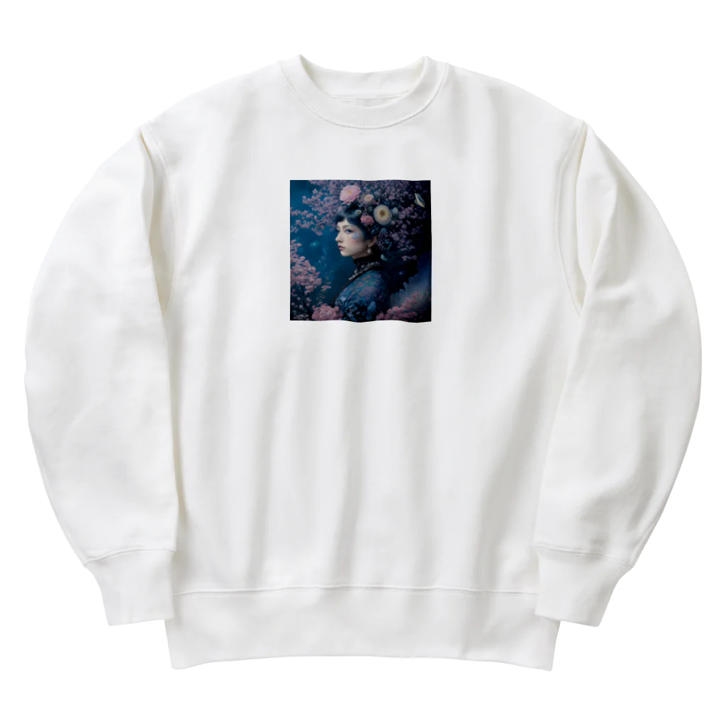 ZZRR12の「夜桜の幻想：桜の精霊」 - "Night Sakura Fantasia: Spirit of the Cherry Blossom" Heavyweight Crew Neck Sweatshirt