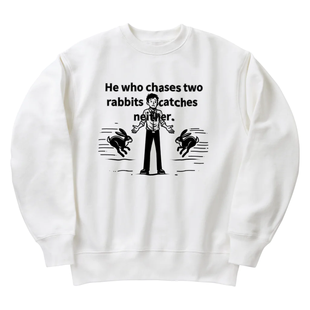 &AIの二兎追うものは一兎をも得ず(He who chases two rabbits catches neither.) Heavyweight Crew Neck Sweatshirt