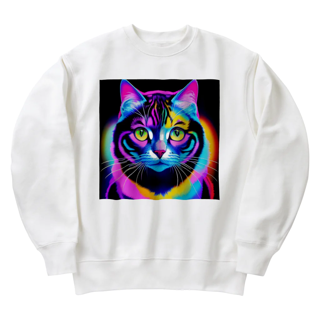 629_CAT_ARTのカラフルサイバーキャット vol2 Heavyweight Crew Neck Sweatshirt