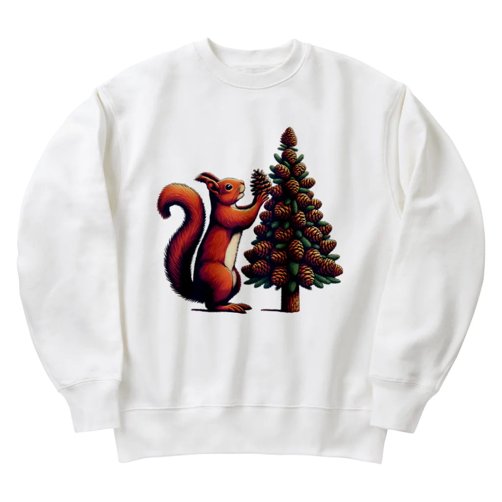 niko&PANDA shopのリスのクリスマス Heavyweight Crew Neck Sweatshirt