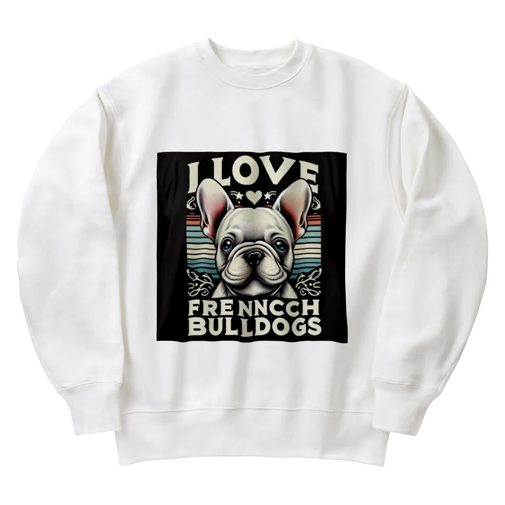 ChicCanvas BoutiqueのI LOVE French Bulldog Heavyweight Crew Neck Sweatshirt