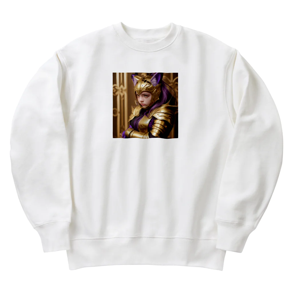 ZZRR12の「金光輝く勇気：女性猫耳戦士の守護の証」 Heavyweight Crew Neck Sweatshirt