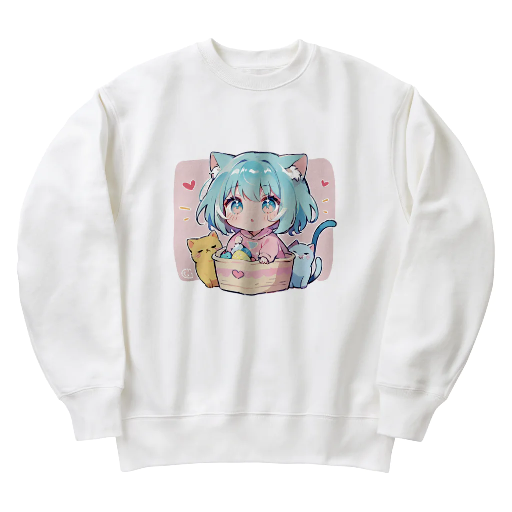 那須モバイル店の可愛いけもっ娘 Heavyweight Crew Neck Sweatshirt