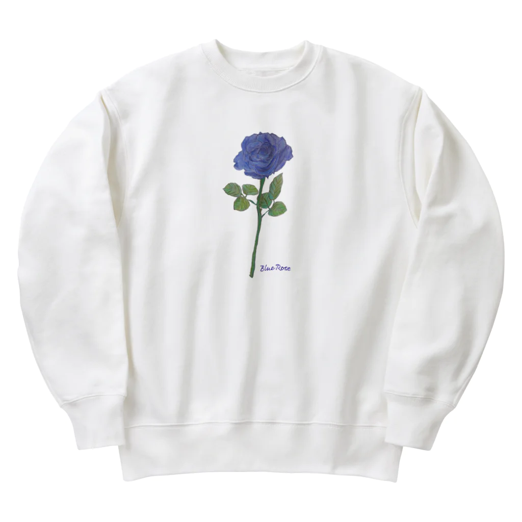 水色プリントの夢叶う青い薔薇 Heavyweight Crew Neck Sweatshirt