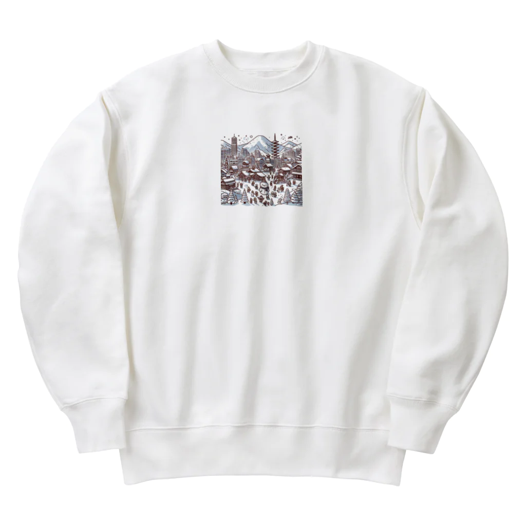 にゃんたみやの雪の花火 Heavyweight Crew Neck Sweatshirt