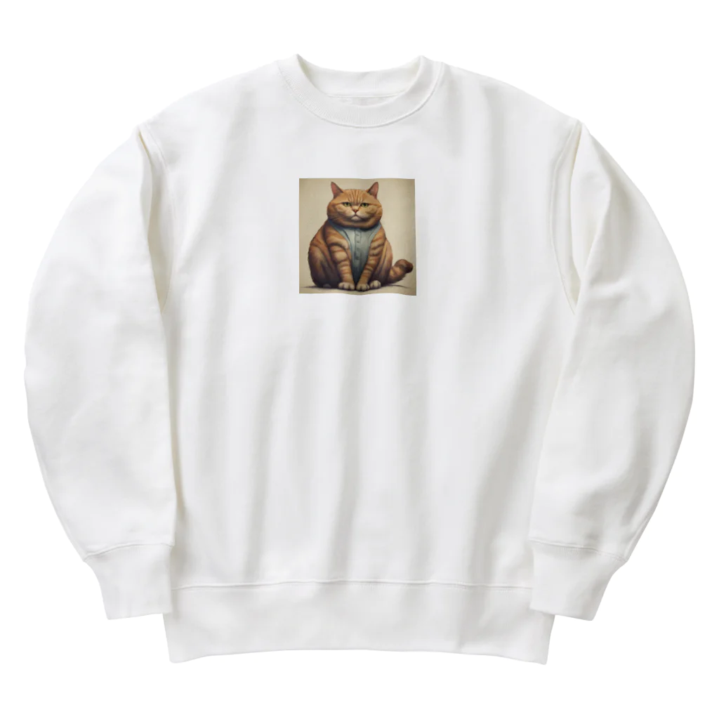 machakooのぽっちゃり猫 Heavyweight Crew Neck Sweatshirt