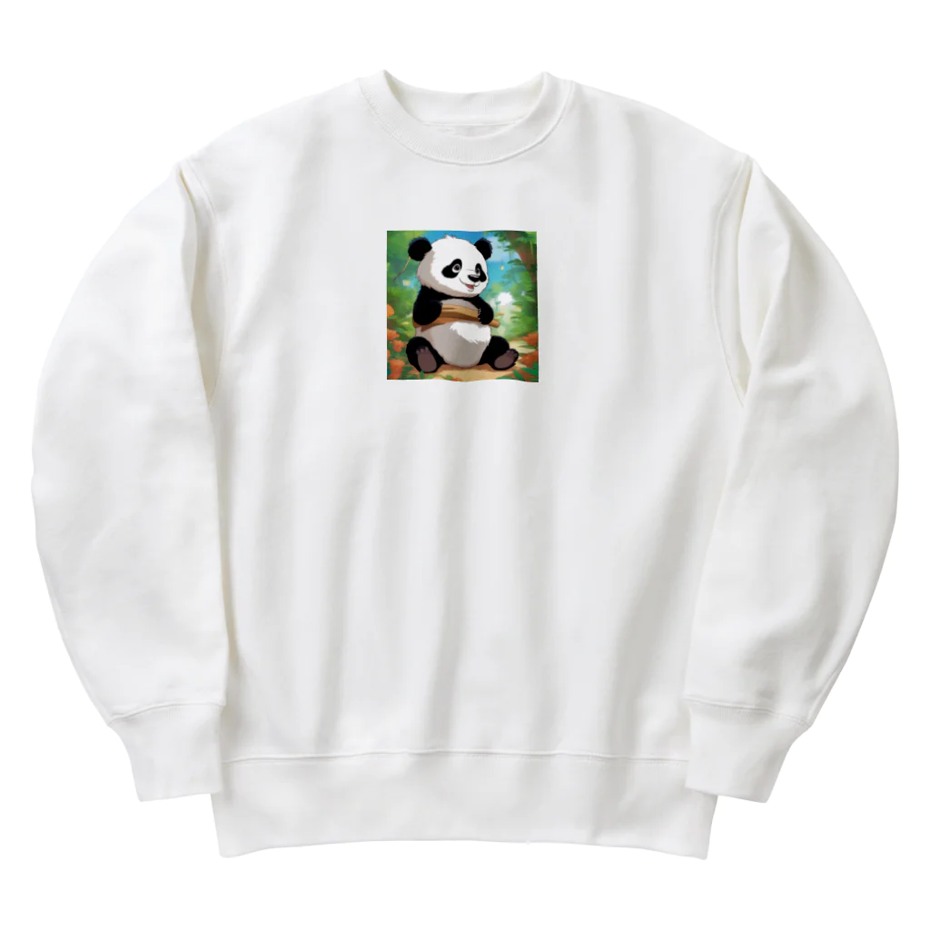 動物大好き＠たつまるの腹巻パンダ Heavyweight Crew Neck Sweatshirt