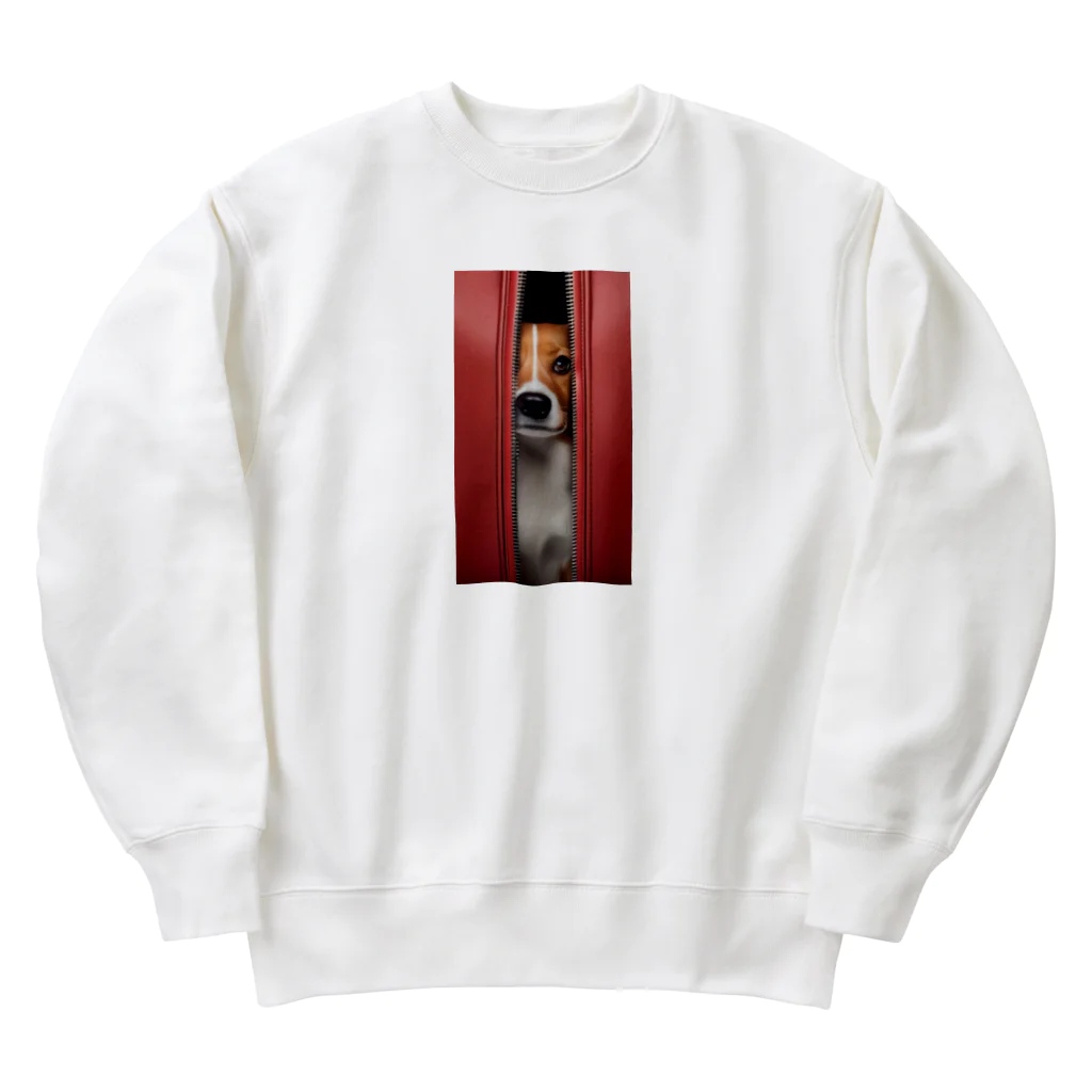 YUTO1126のジッパーから覗く犬 Heavyweight Crew Neck Sweatshirt