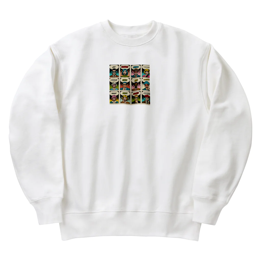 minishokoのアメコミ風コラージュ Heavyweight Crew Neck Sweatshirt