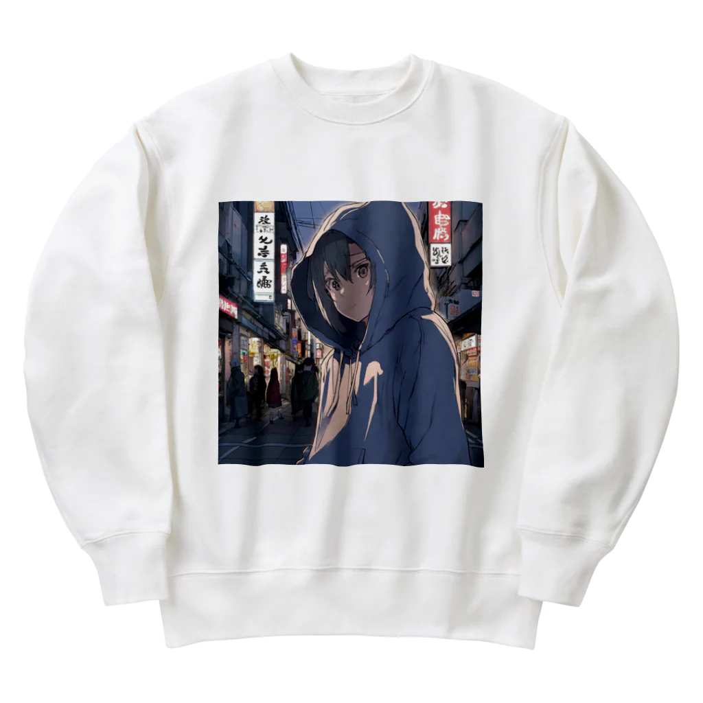 El Sol 85のパーカーフードの少女　池袋編2 Heavyweight Crew Neck Sweatshirt