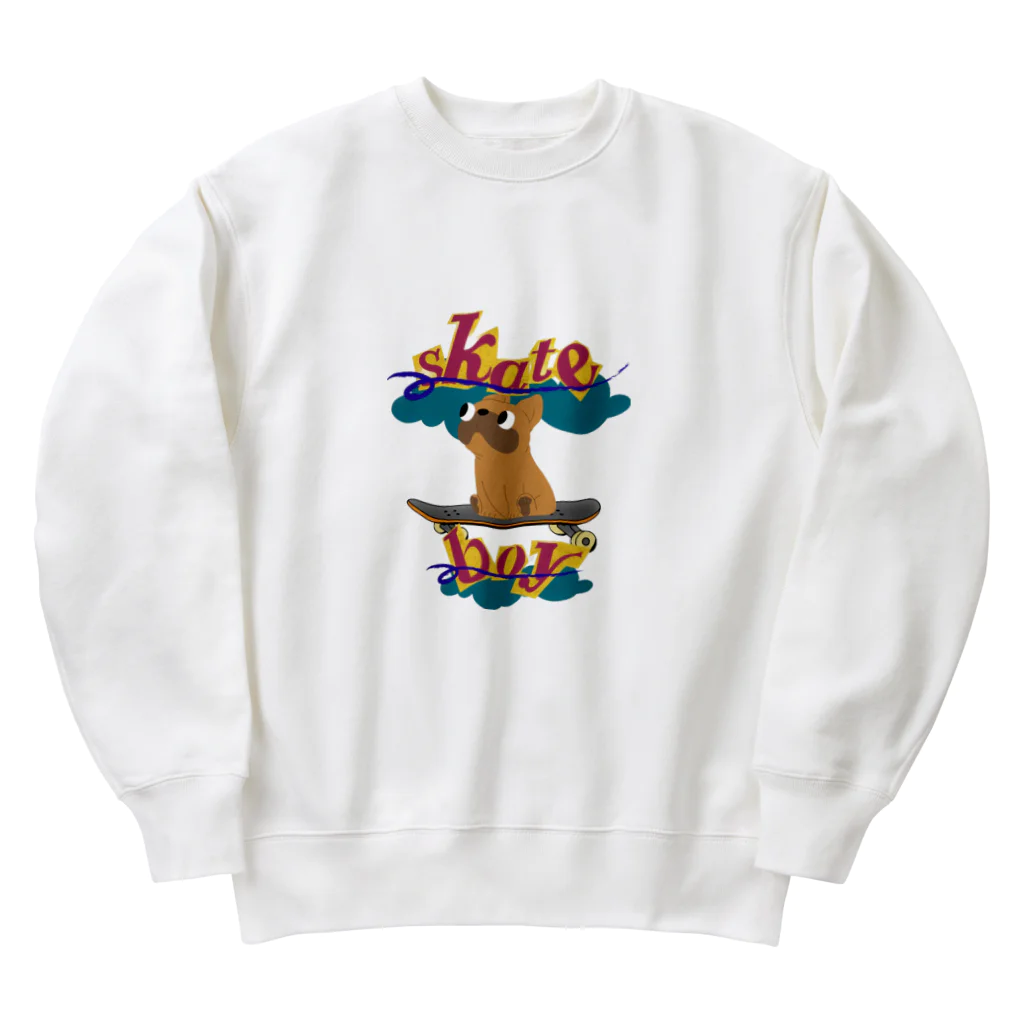 sloth_giraffeのスケートボードするワンコ Heavyweight Crew Neck Sweatshirt