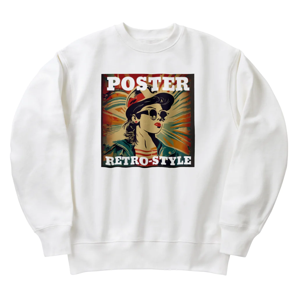 kazu_gのレトロ風ポスター（女性） Heavyweight Crew Neck Sweatshirt