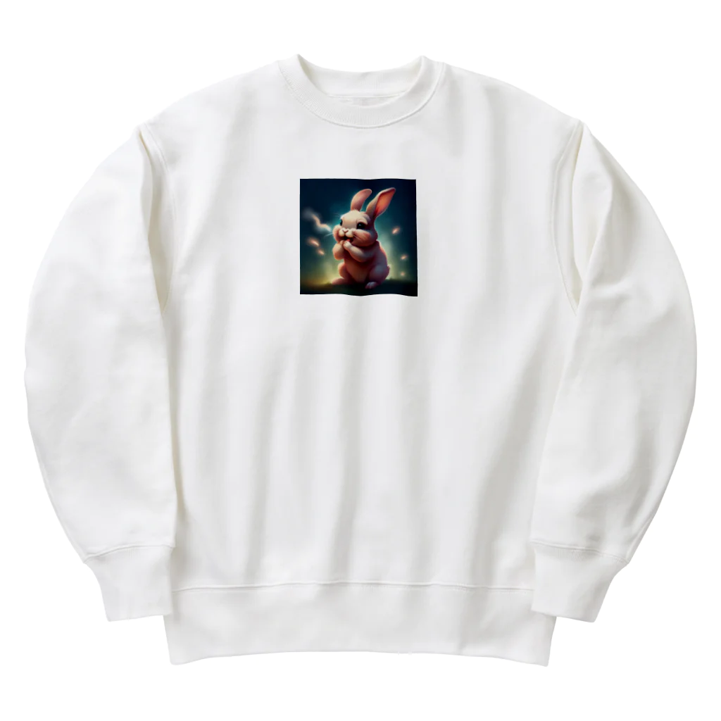 鼻かむうさぎのお願いうさぎ Heavyweight Crew Neck Sweatshirt