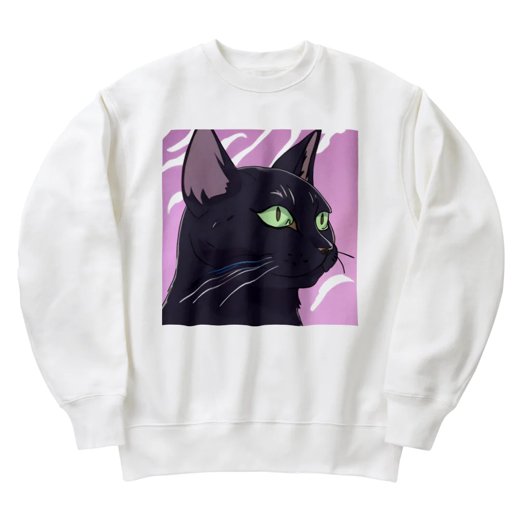 73GTCのかっこいい黒猫3 Heavyweight Crew Neck Sweatshirt