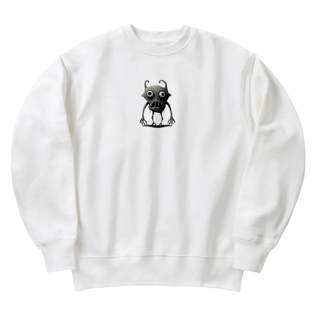 かわいい女の子とシュールな絵のキモピクミン Heavyweight Crew Neck Sweatshirt