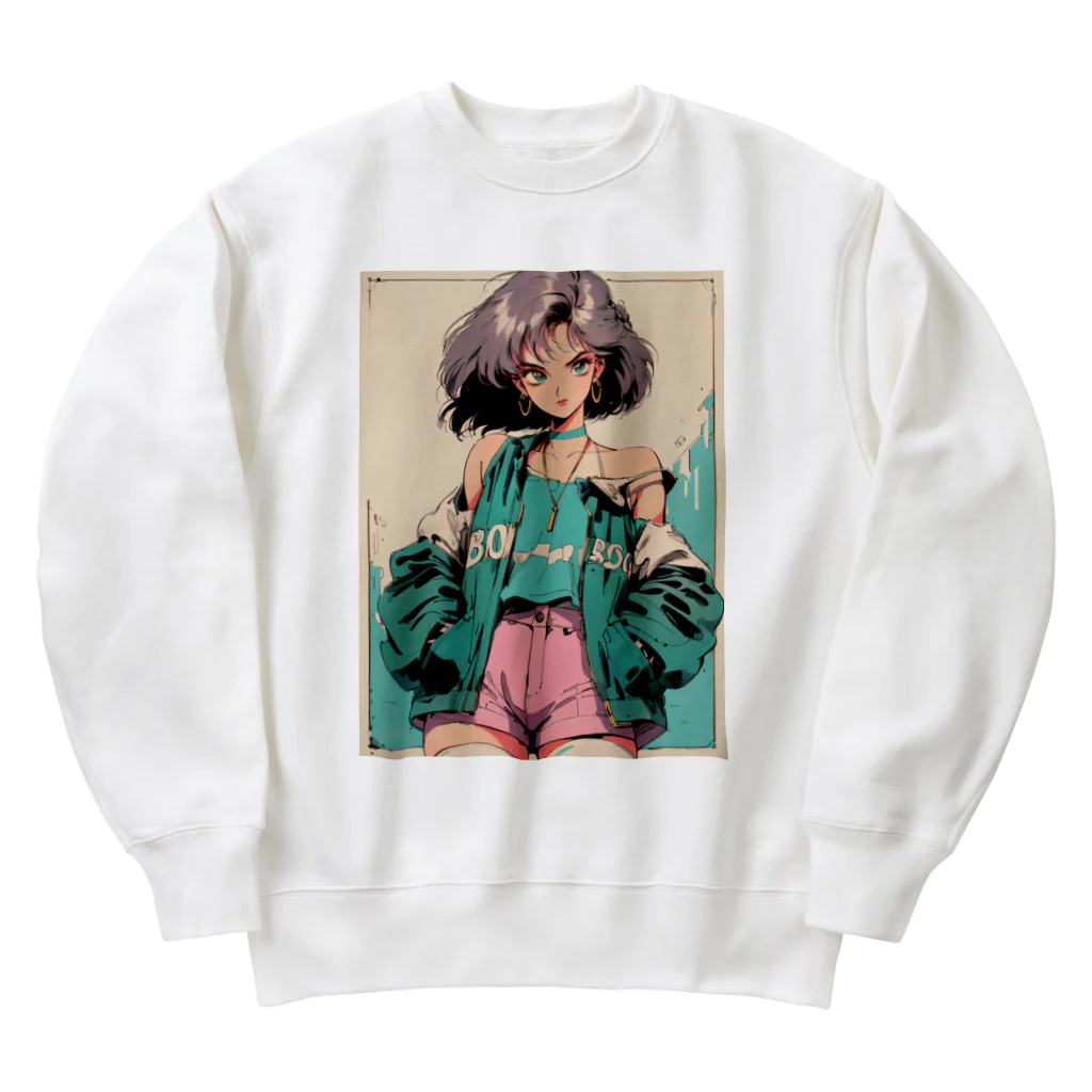 80s pop anime artの信じられないほど理不尽な学生 Heavyweight Crew Neck Sweatshirt