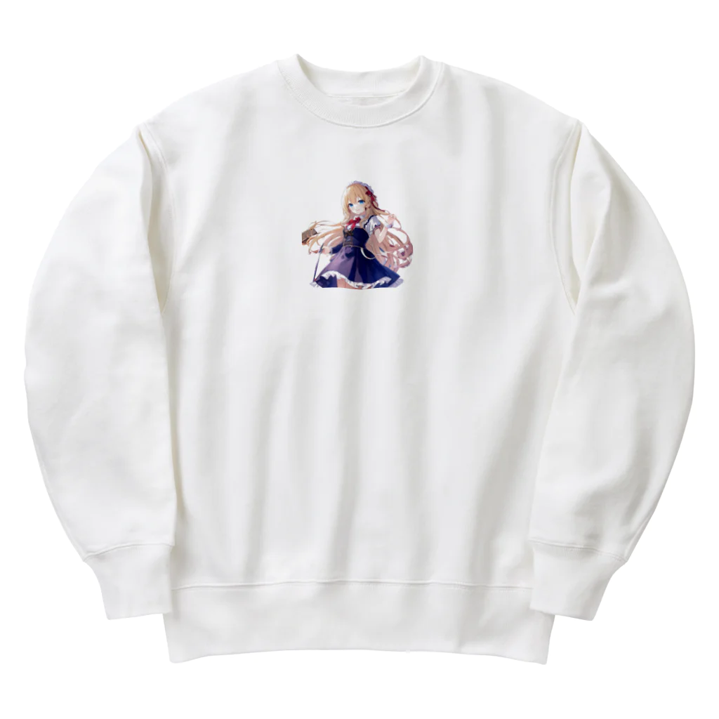 かわいい女の子とシュールな絵のアリスマーガレットちゃん Heavyweight Crew Neck Sweatshirt