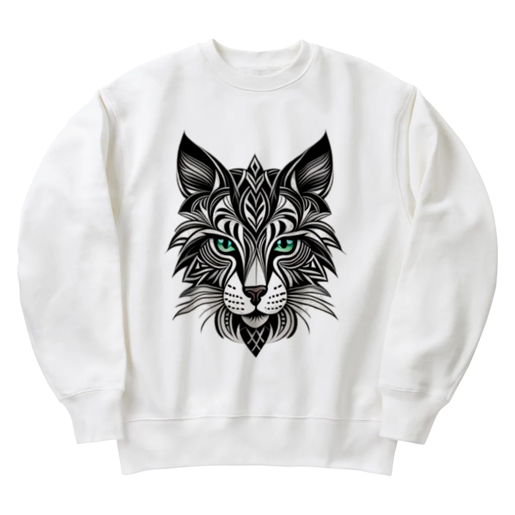 629_CAT_ARTのモノラルキャット Heavyweight Crew Neck Sweatshirt