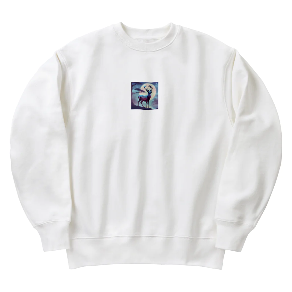 神秘的な動物達の神秘的な鹿 Heavyweight Crew Neck Sweatshirt