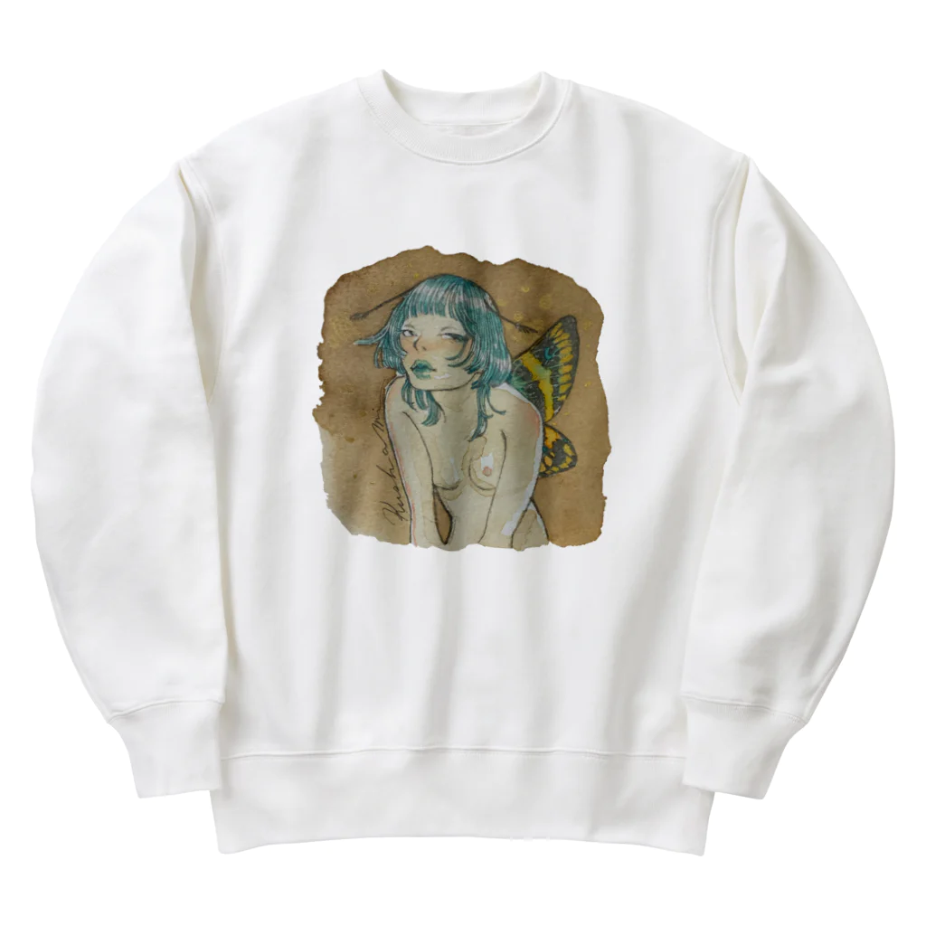 KushaMiの珈琲染めの蝶 Heavyweight Crew Neck Sweatshirt