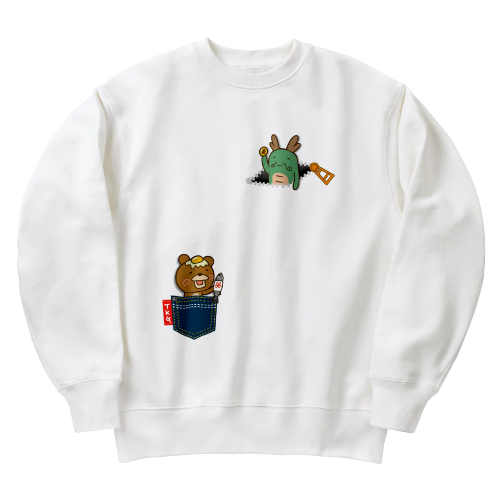 Siderunの館 B2の龍神さんと卵かけグマ Heavyweight Crew Neck Sweatshirt