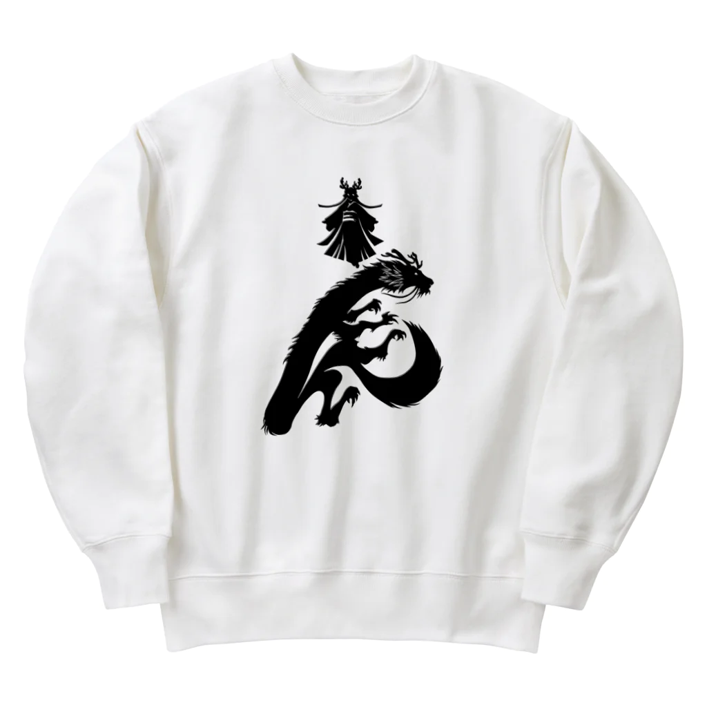 流戸家の製作所の辰年辰姫ブラック Heavyweight Crew Neck Sweatshirt