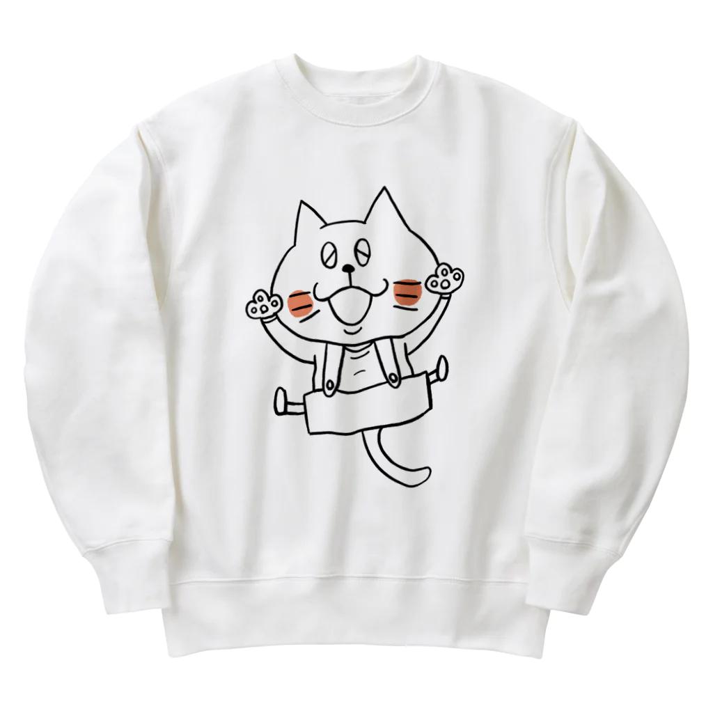 猫沢商店の猫のボン太グッズ（黒線） Heavyweight Crew Neck Sweatshirt